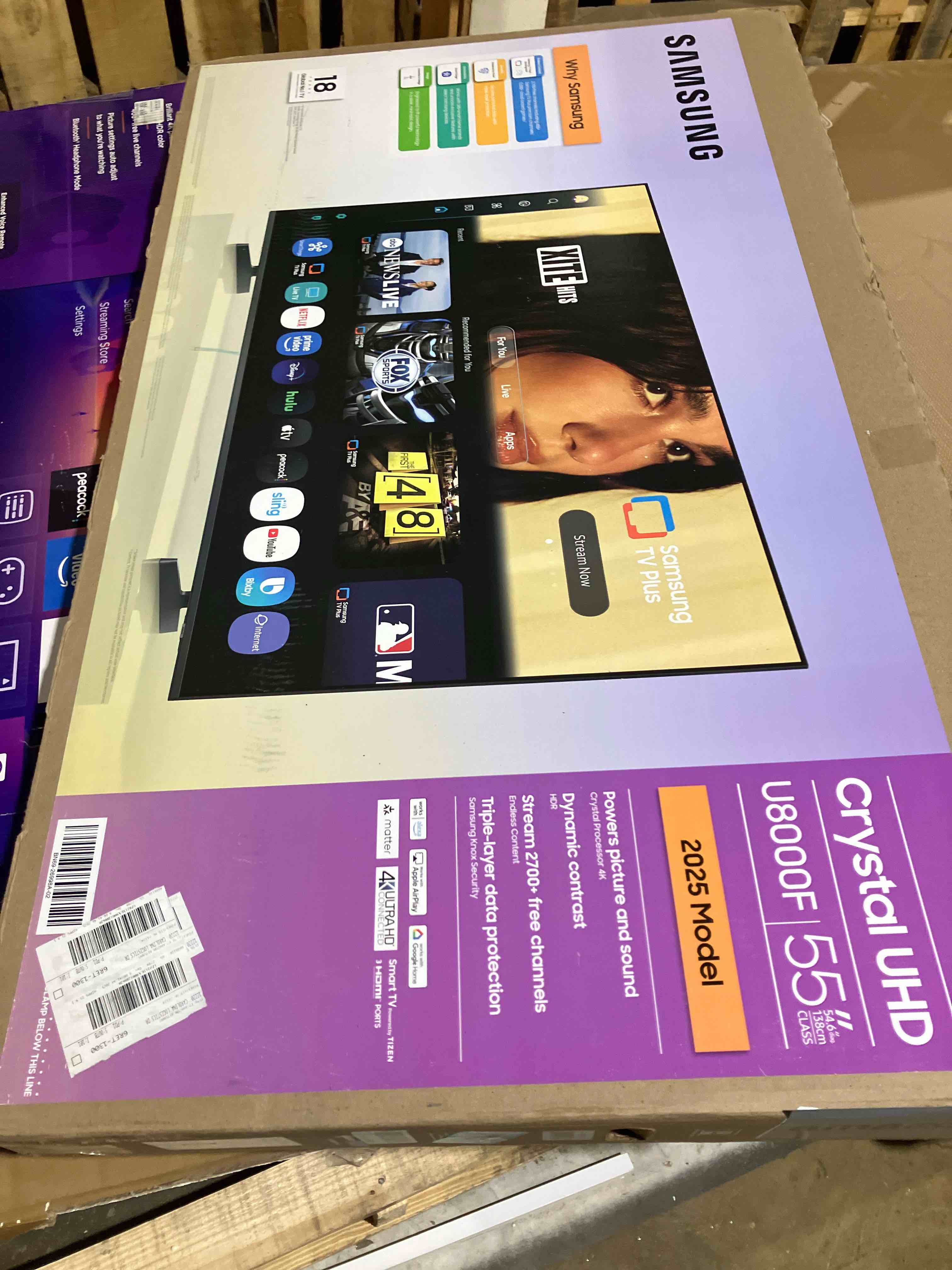 Condition photo showing As Is for Samsung 55 Inch 4K Crystal UHD Smart LED TV - (As is because screen is broken)