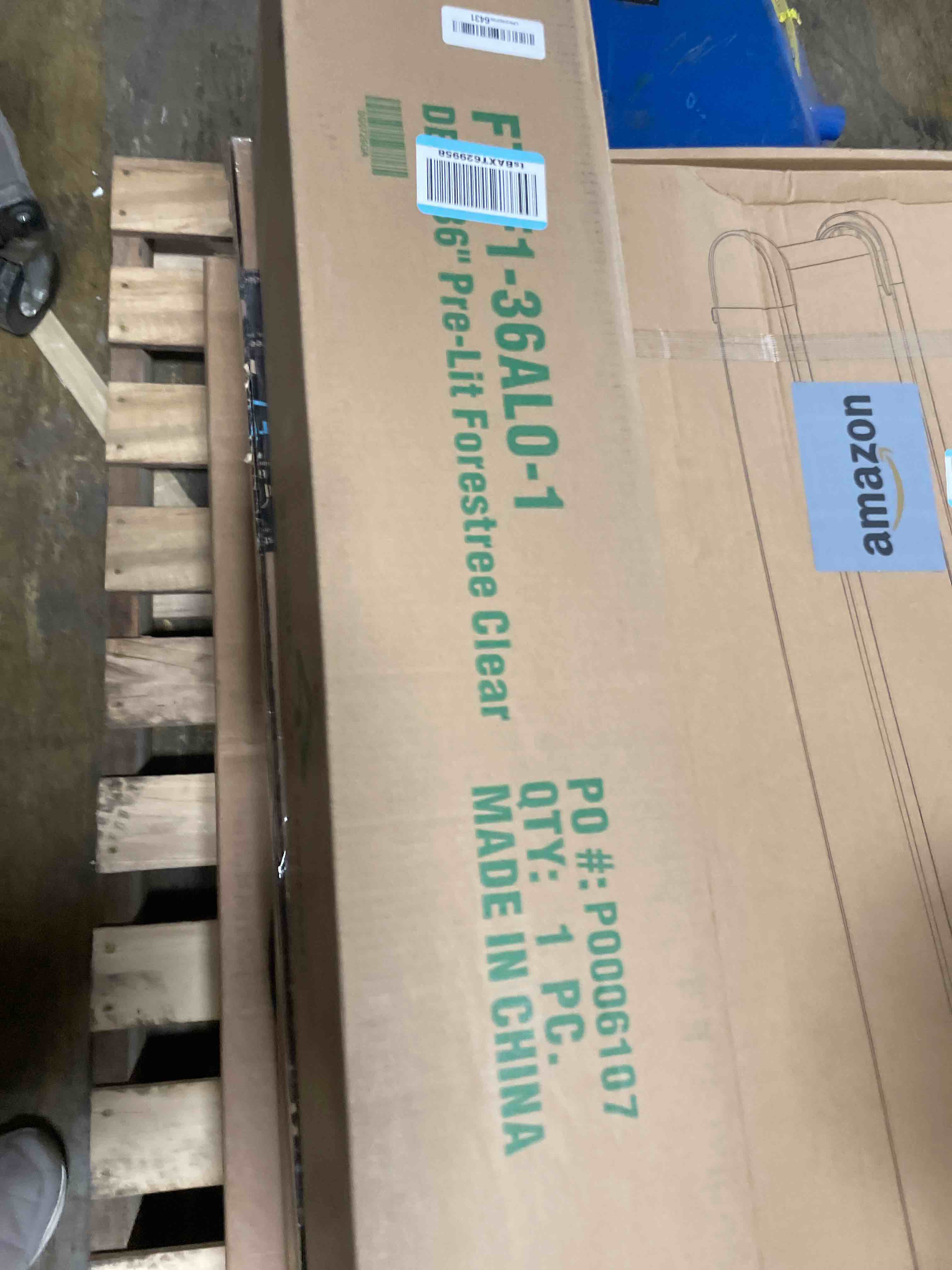 Condition photo showing New/Like New for National Tree Company 3 ft Pre-Lit Flocked Downswept Forestree Mini Artificial Christmas Tree,50 Clear Lights, 198 Tips, Metal Plate Base, Green 3ft Tree