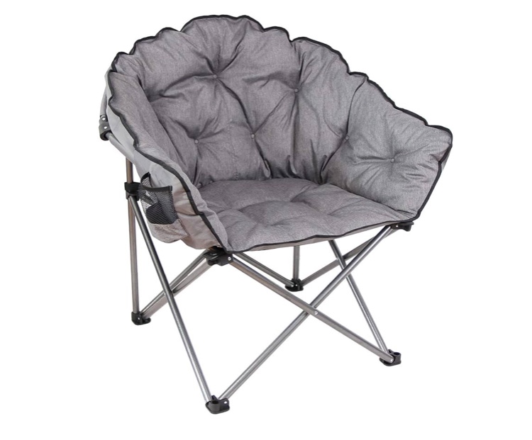 MacSports C932S-129 Padded Cushion Outdoor Folding Lounge Patio Club Chair, Gray