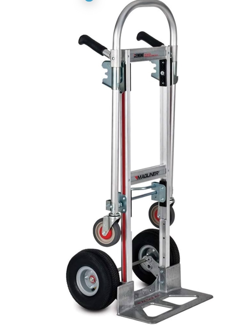 Magline GMK16UA4 Gemini Jr Convertible Hand Truck, Pneumatic Wheels, 500 lbs Load Capacity, 51" Height, 47-1/2" Length x 21" Width ( Missing Handles)