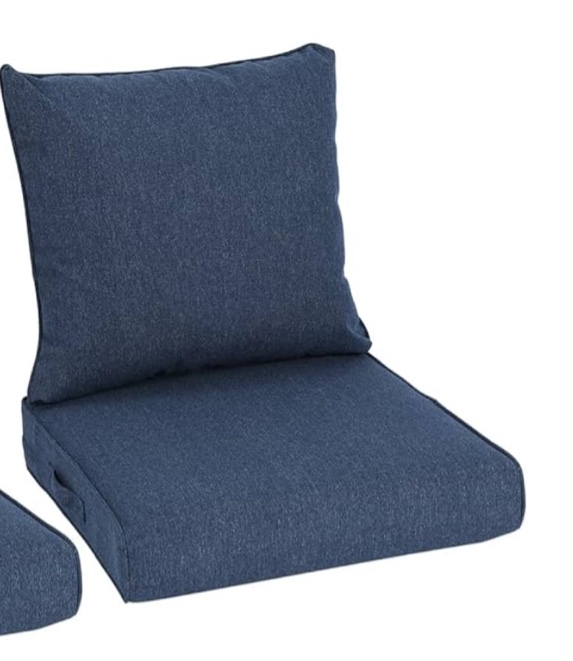 Aoodor 25" x 25" Patio Deep Seat Cushion Set, Water Resistant & Fade Resistant Outdoor Furniture Cushions with Adjustable Straps for Patio, Deck, Garden,Navy Blue