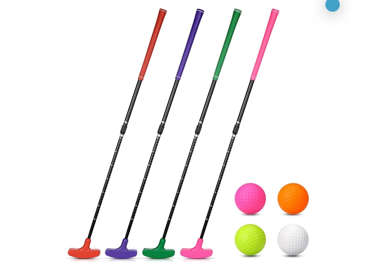 Hiboom 4 Pack Golf Putters for Men and Women Two Way Mini Golf Putter with 4 Balls Adjustable Length Kids Putter Bulk Right or Left Handed Golfers for Children Teenager Junior