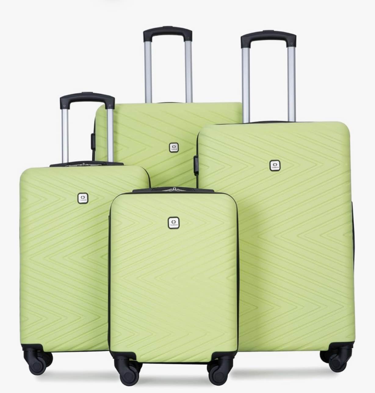 Travelhouse 4 Piece Luggage Sets Travel Suitcase, Large Capacity Lightweight Luggage Sets with TSA Lock & Spinner Wheels, Clearance Carry On Luggage Suitcase Set (GREEN, 4 piece luggage set) ( One zipper from large one Dosent work)
