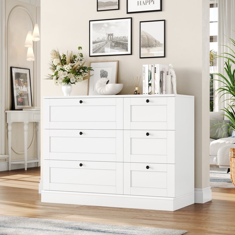 Beckwourth 6 Drawer 43.31" W Wood Modern Double Dresser