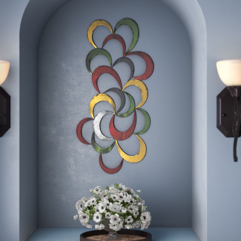 Metal Scalloped Abstract Multi Colored Wall Decor
