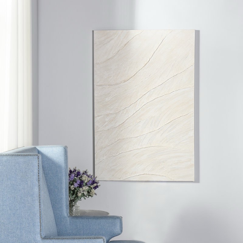 Sandstorm I - Heavily Textured Hand Painted Canvas Wall Art - Multi - Off-White