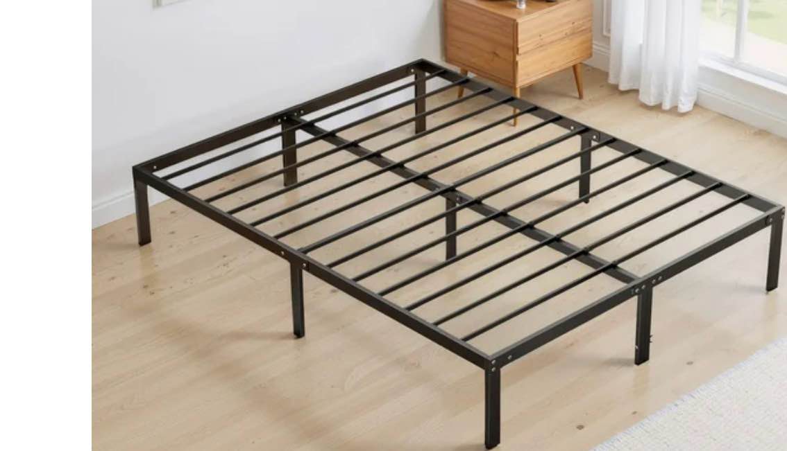 King Size 14" Height Metal Platform Bed Frame with Steel Slat Support, No Box Spring Required, Under-Bed Storage, Easy Assembly, Black