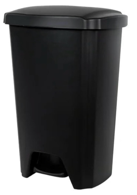 Simplehuman 40 L Step Trash Can, Plastic Kitchen Garbage Bin with Lid - Foot Pedal Operation, Removable Bucket for Easy Cleaning, Black, for Office, Bathroom, Home Use