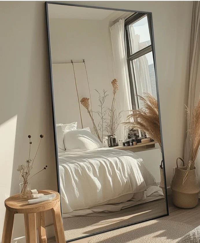 Antok 81"x 41" Rectangle Full Length Mirror Standing Floor Mirror Stand Up Mirror, Black Frame