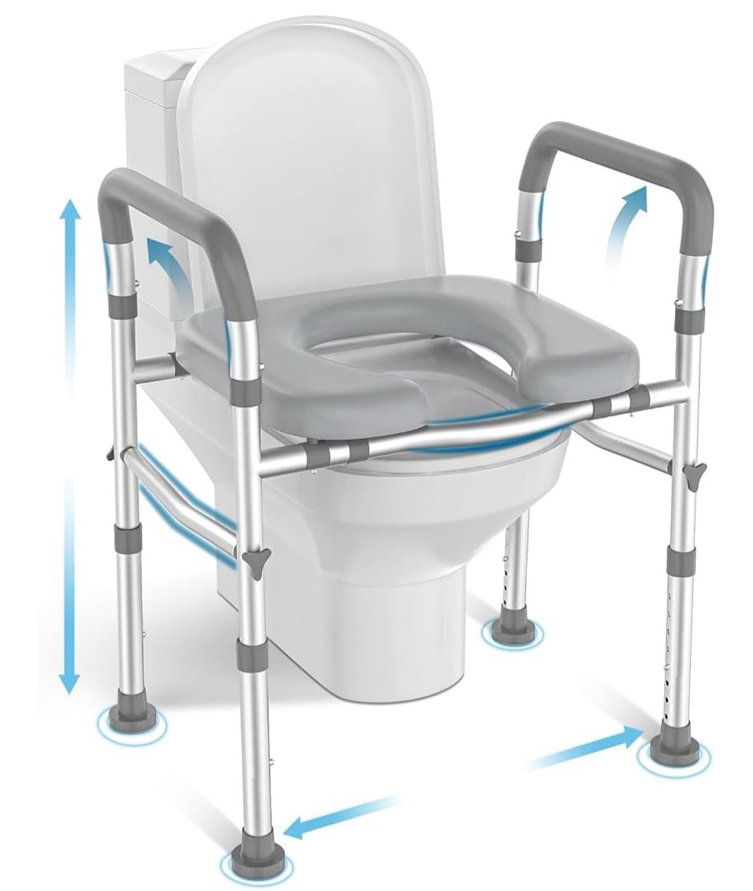 Raised Toilet Seat with Handles for Elderly, Toilet Seats Risers for Seniors,Adjustable Height & Width 400 lb Handicap Pregnant Elavted Toilet Seat Chair, Fits Any Toilet