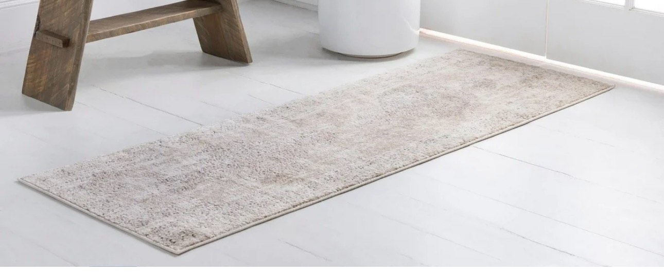 Rugs.com Oregon Collection Rug – 12 Ft Runner Ivory Low-Pile Rug Perfect For Hallways, Entryways