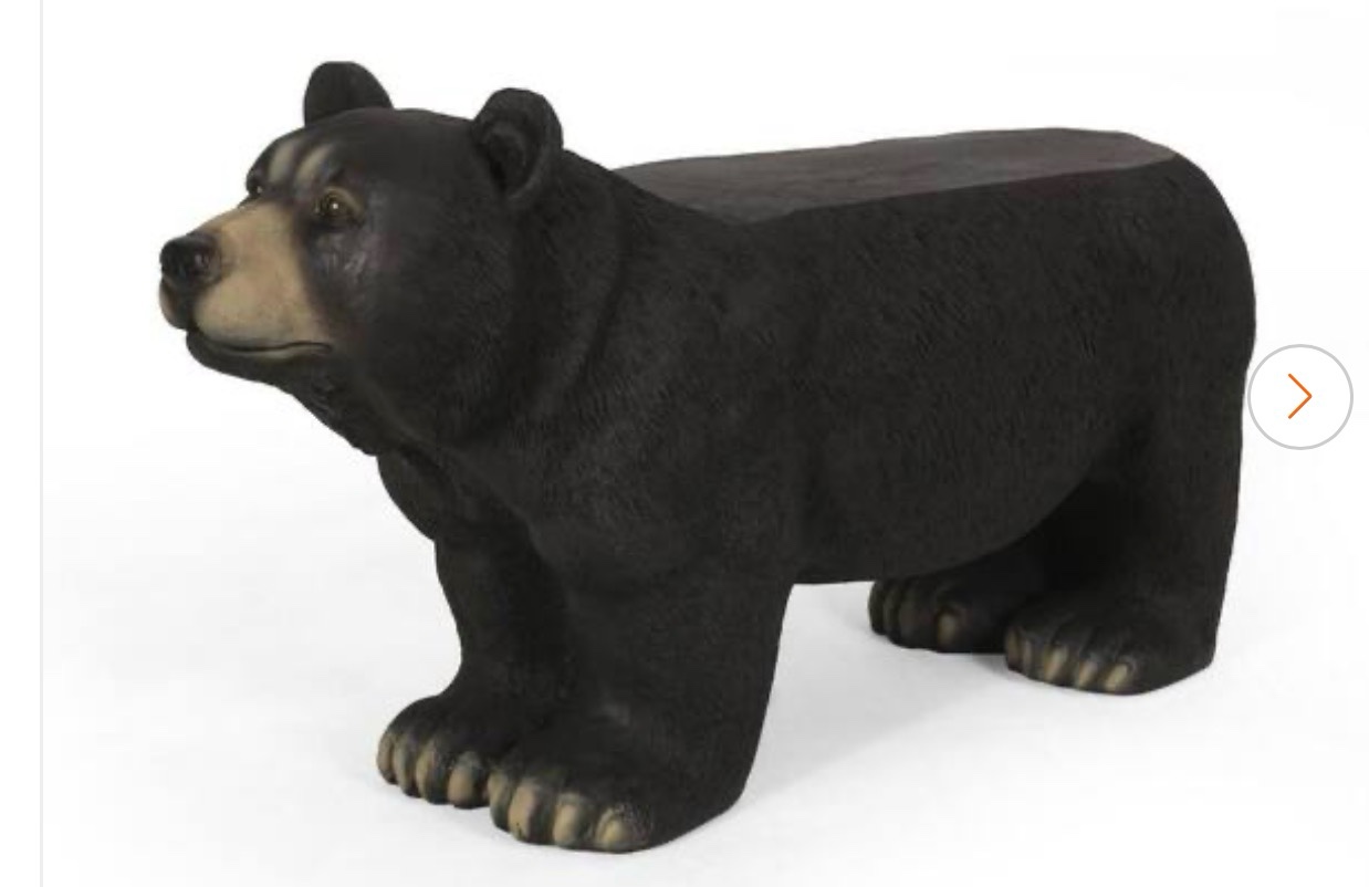 Bear Bench, Concrete Outdoor Bench, Outdoor Bench, Matte Black