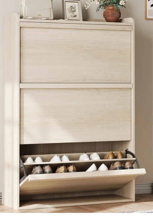 Garvee Shoe Cabinet with 3 Flip Drawers, Modern Shoe Storage for Entryway, Wooden Shoe Organizer Cabinet with Adjustable Shelf, Hidden Shoe Rack for Hallway, Living Room, ( One in stock is BROWN)