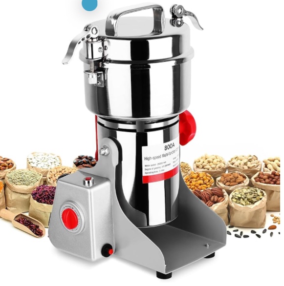 Electric Grain Mill, 800g Stainless Steel Mill, 2400W High Speed Commercial Grinder Machine, Pulverizer Spice Herb Grinder for Dry Grains Cereals Coffee Corn Pepper, Swing Type