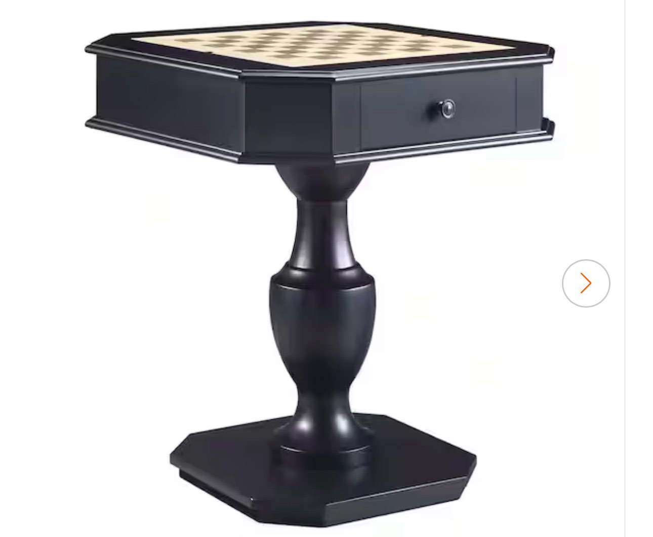 Galini 28 in. Black Square Wood Game Table with Drawer and Pedestal Base ( Missing Drawer)