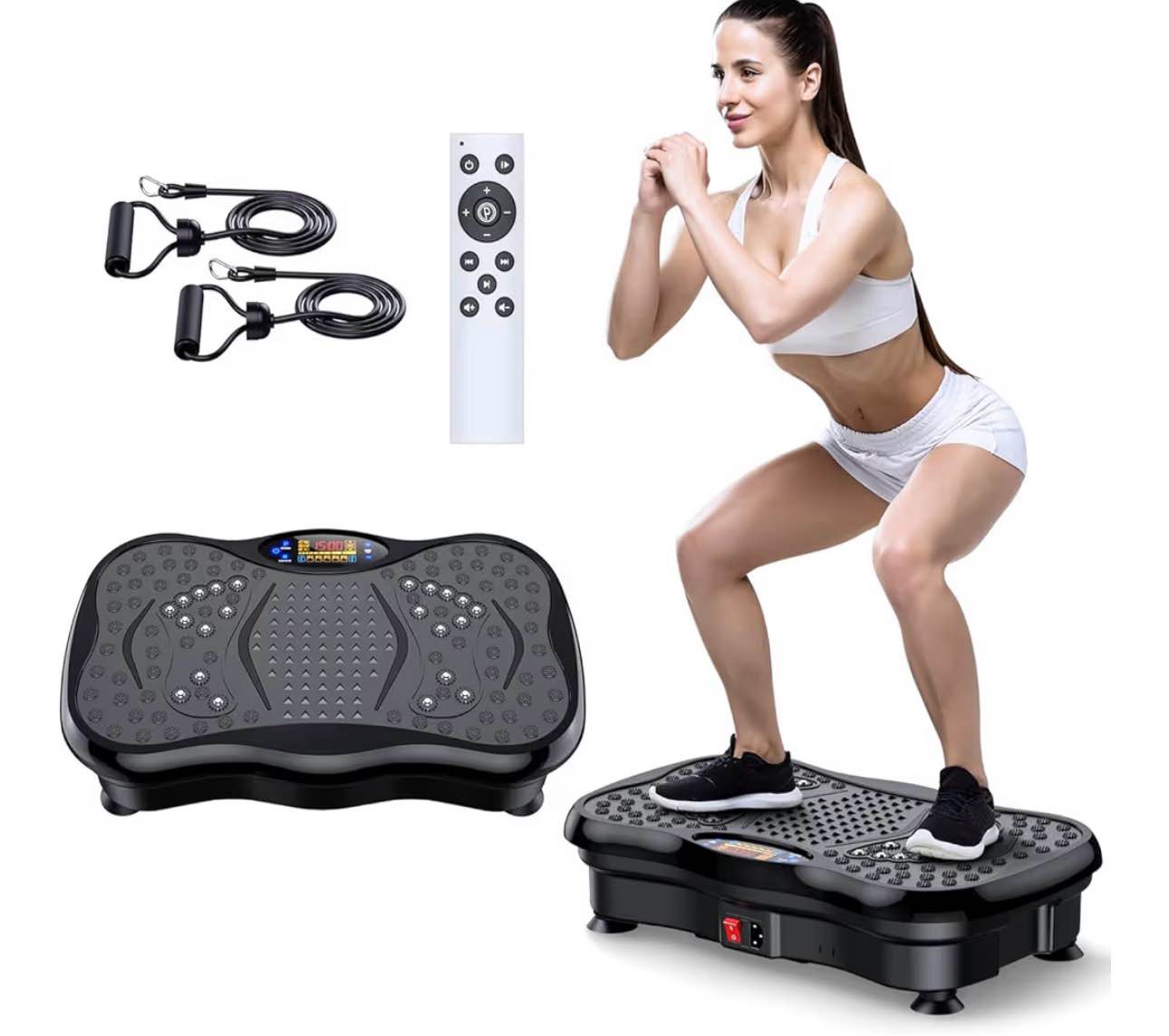 Vibration Plate Exercise Machine, Lymphatic Drainage Machine for Weight Loss, Lymphatic Drainage & Muscle Recovery, Multiple Speeds with Bluetooth & Remote, Max User Weight 330lbs ( Missing Resistance Bands)