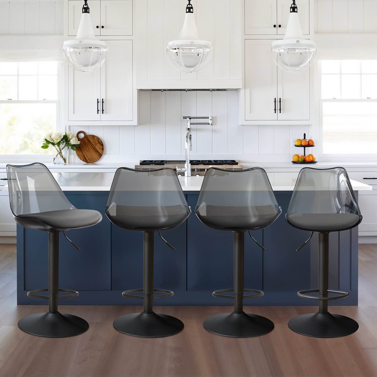 Swivel Upholstered Adjustable Height Counter Stool (Set of 4)