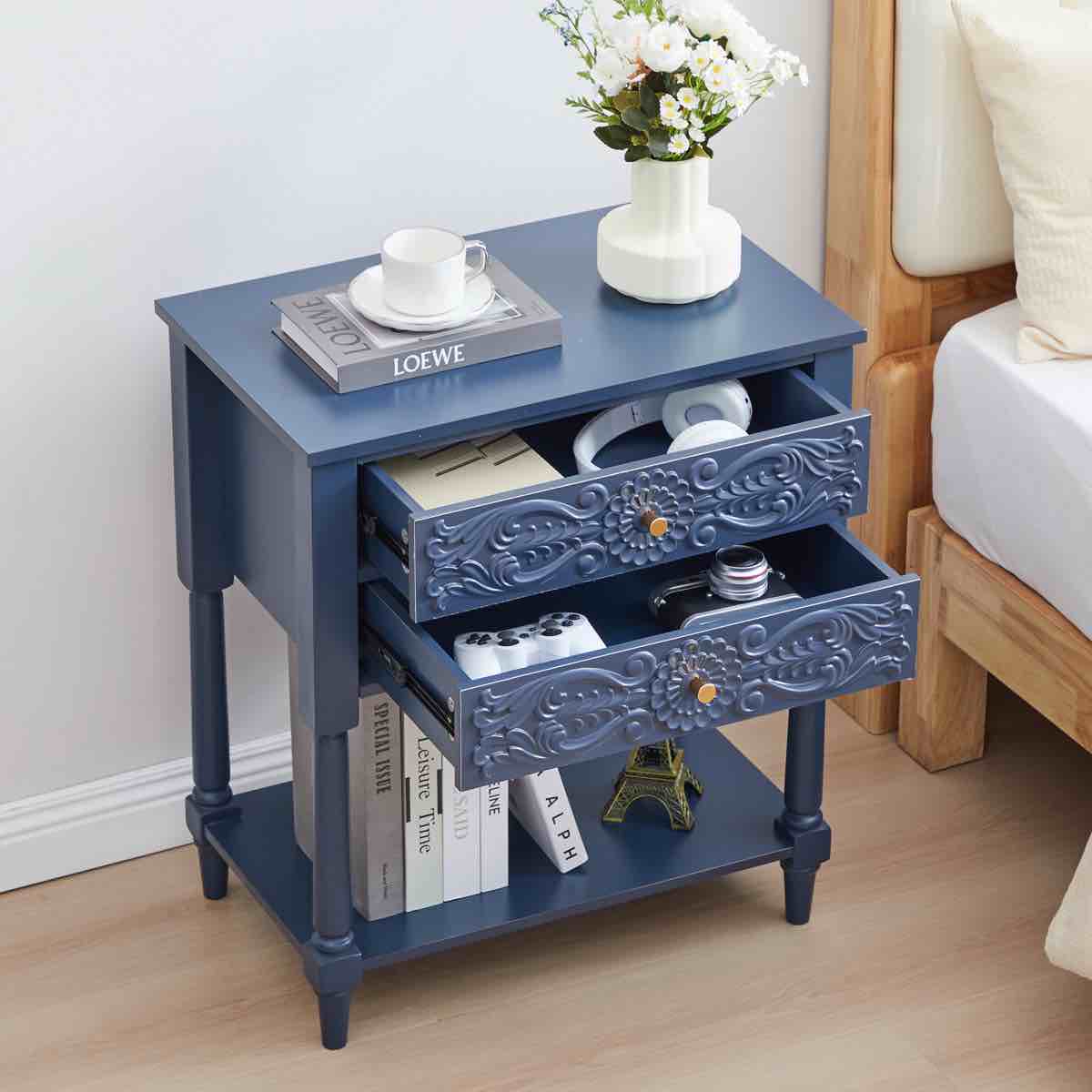 27.55'' Tall 2 Drawer Farmhouse Nightstands