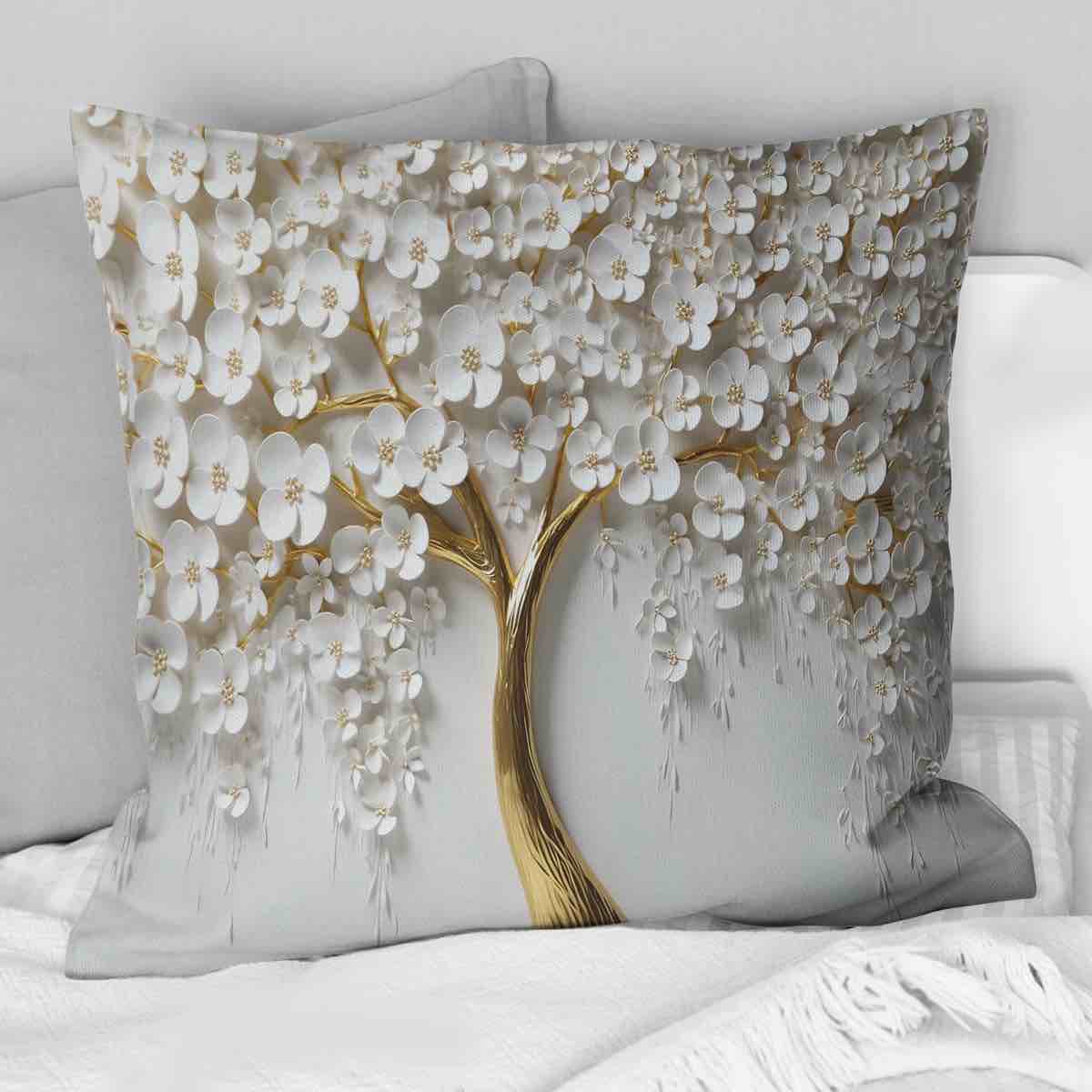 White Orchid Tree Garden Of Branches Iii I - Tree Floral Printed Pillow
