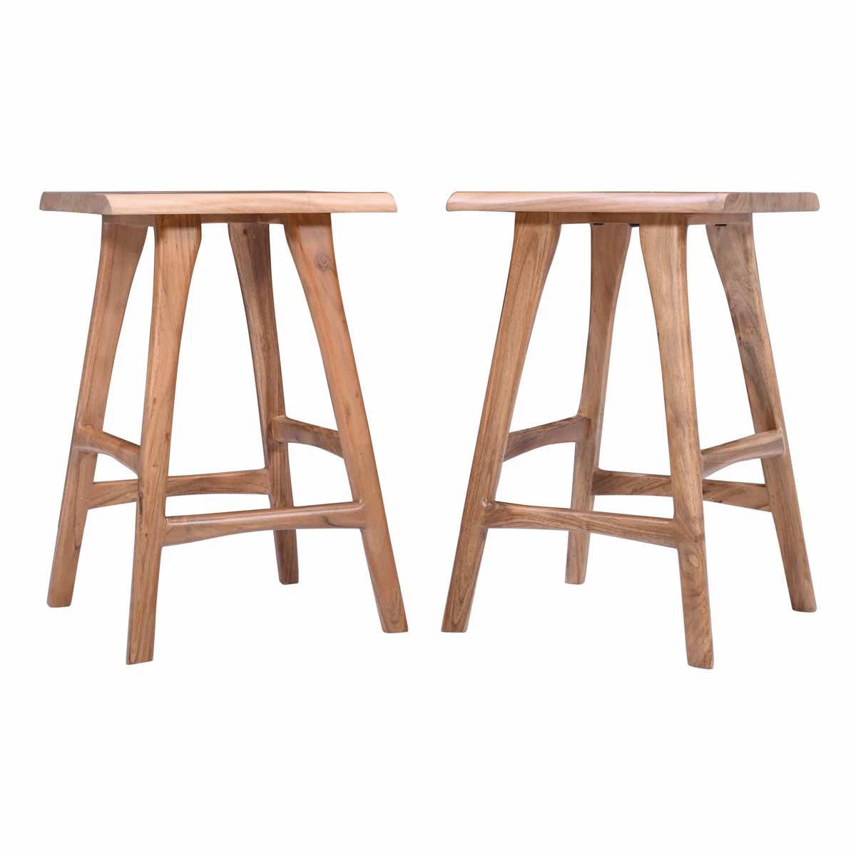 Florince Counter Stool with Solid Wood Frame (Set of 2)