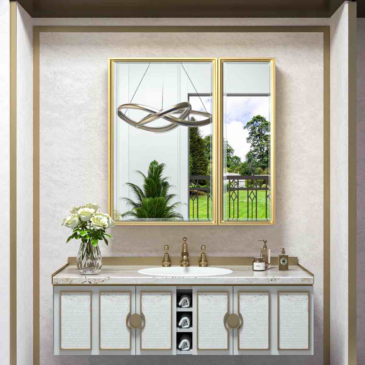 Lunara Recessed & Surface Framed 2 Door Medicine Cabinet with Mirror and Shelves