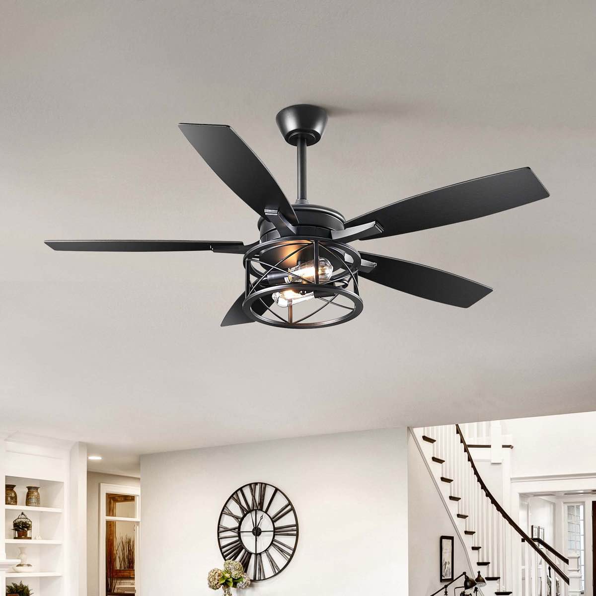 Rasco 52'' 5 wooden blades Ceiling Fan with Light Kit and Remote Control Included