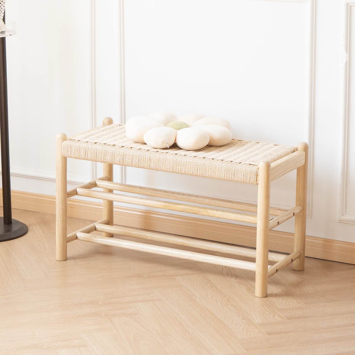 Everill Solid Wood Entryway Bench with Shoe Storage