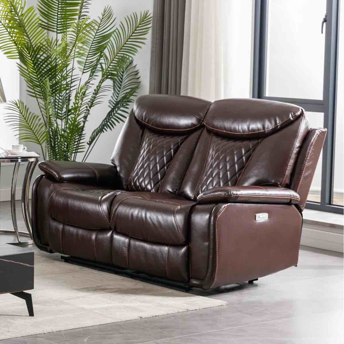 Saneela 62.6'' Wide Diamond Stitching Breathable Leather Power Reclining Loveseat with USB By Red Barrel Studio®