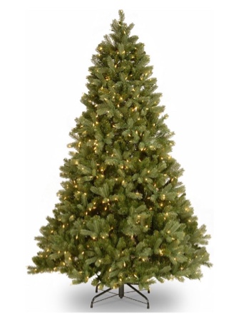 National Tree Company Pre-Lit 'Feel Real' Artificial Full Downswept Christmas Tree, Green, Douglas Fir, Dual Color LED Lights, 7.5 feet