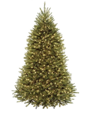 National Tree Company Pre-Lit Artificial Full Christmas Tree, Green, Dunhill Fir, Dual Color LED Lights, Includes PowerConnect and Stand, 7.5 Feet