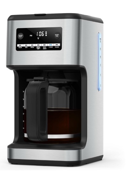COWSAR 14-Cup Coffee Maker, 24-Hour Programmable Coffee Brewer, Keep Warm, Drip Free, Washable Filter, Stainless Steel, Silver
