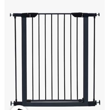 MidWest Homes for Pets 39 Inches Tall Walk-Through Steel Pet Gate, Pressure Mounted Dog Gate Measures 29-38 Inches Wide & Includes Two 3-Inch-Wide Extensions, Graphite