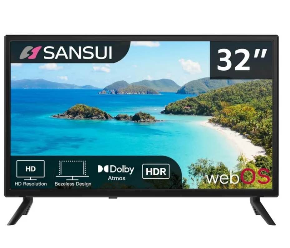 Sansui 32” inch LED 1080P FHD Frameless Design webOS Smart TV-Dolby Vison Hdr 10& Atmos Sound