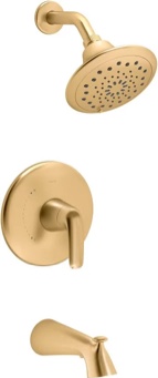 KOHLER Avail Vibrant Brushed Moderne Brass 1-handle Multi-function 7.25-in Round Bathtub