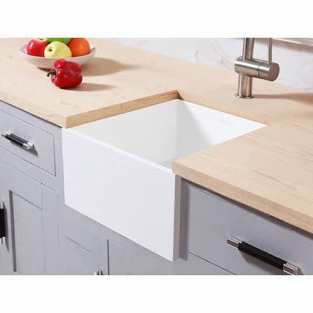 Kingston Brass Gourmetier GKUSA15158 Arcticstone Solid Surface Undermount 15' Square Single Bowl Bar Sink with Drain, Matte White