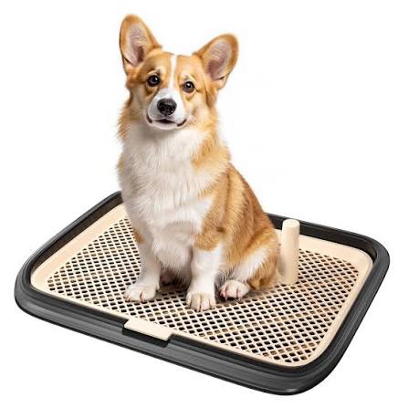 large 23.6"x17.7" dog potty tray, indoor pet pee pad holder with mesh floor,bathroom dog litter box, pet toilet (black)