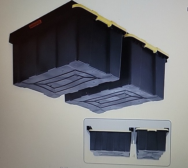 Aking Ace Overhead Garage Storage Bin Rack, Ceiling Tote Organization System, Heavy Duty Metal Above Garage Door Storage Bin Rack Adjustable Width Supports Most Storage Bins | 2 Set