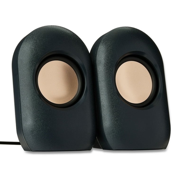 onn. Stereo Speaker with Volume Controls  3.6 ft 3.5mm Aux with USB Power Cable