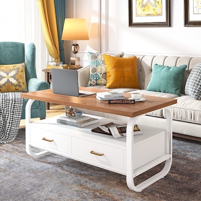 Tribesigns Hoga-XK00065 Walnut Wood Industrial Coffee Table