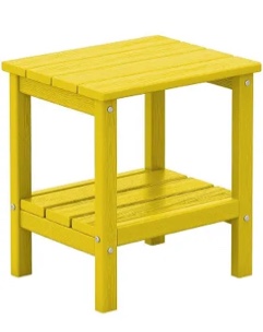 KINGYES 2-Tier Outdoor Side Table, HDPE All Weather Adirondack Patio Tables, Yellow 