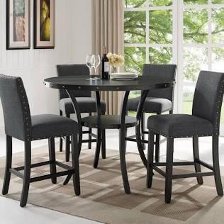 Roundhill Furniture Biony Counter Height Stool  Fabric and Solid Rubberwood  Set of 2  Gray  25