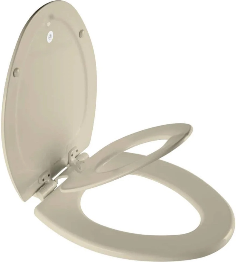 Toilet Seat, Elongated Toilet Seat with Toddler Seat Built in, Potty Training Toilet Seat Elongated Fits Both Adult and Child, with Slow Close and Magnets- Elongated Almond