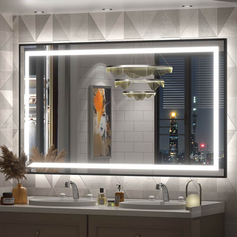 Aevar Super Bright Front & Back LED Lighted Anti-Fog Aluminum Alloy Framed Tempered Glass Bathroom/Vanity Mirror with ETL 