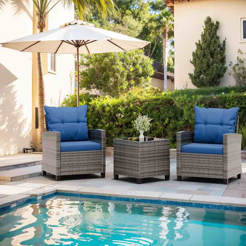 Arlayne 2 - Person Outdoor Rattan Patio Set with Cushions 