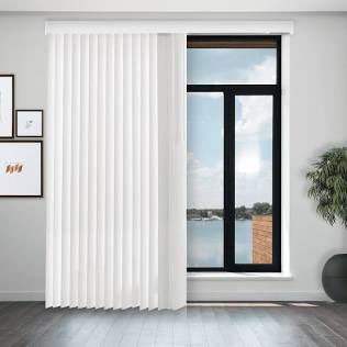 chicology cordless oxford white vinyl blackout room darkening vertical blinds 78 w x 84 h
