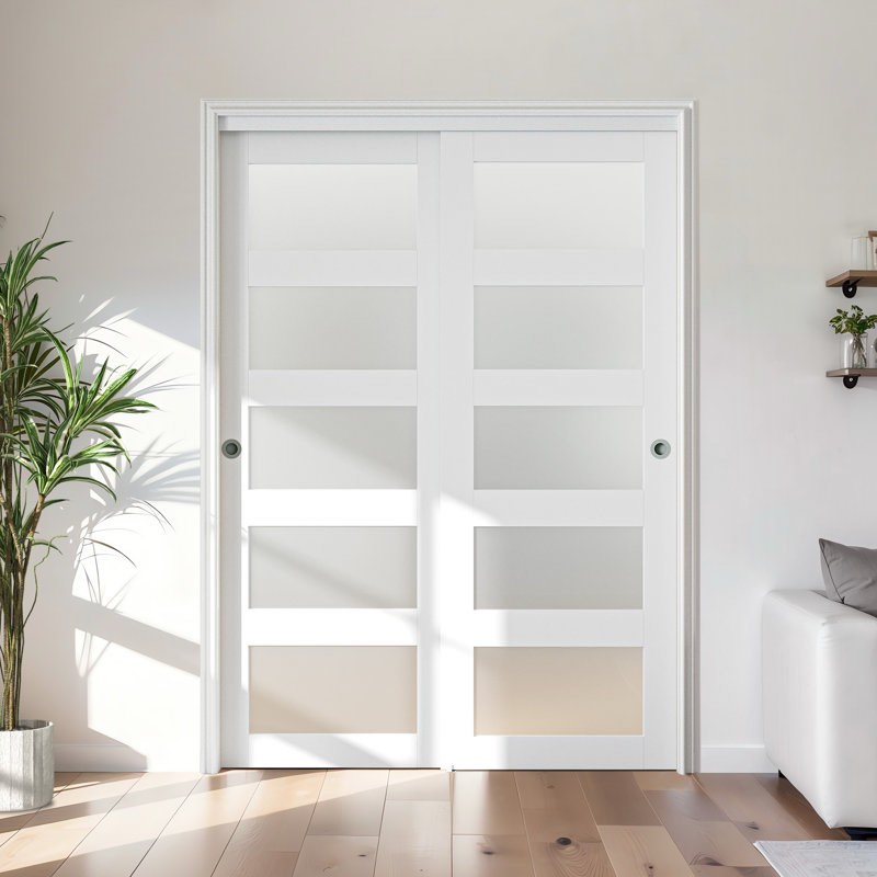 80'' Frosted Glass Sliding Closet Doors 