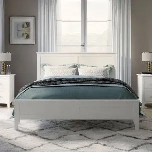Modern White Solid Wood Queen Platform Bed Frame for Boys Girls Kids Adults
