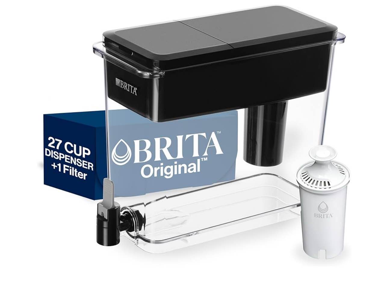 Brita UltraMax Large Water Dispenser With Standard Filter, BPA-Free, Reduces Copper, Cadmium and Mercury Impurities, Lasts 2 Months or 40 Gallons, Includes 1 Filter, Kitchen Accessories, Large 27-Cup