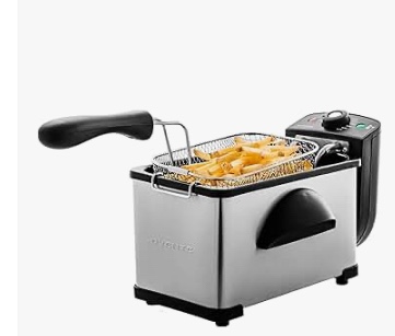 OVENTE Electric Deep Fryer 2 Liter Capacity, 1500 Watt Lid with Viewing Window and Odor Filter, Adjustable Temperature, Removable Frying Basket and Easy to Clean Stainless Steel Body, Silver FDM2201BR