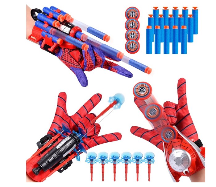 LITTCO 3 Sets Spider Web Shooters, Superhero Fans Webs Shooter for Kids, Cosplay Launcher Gloves with Wrist Toy Set, Christmas Halloween Birthday Party